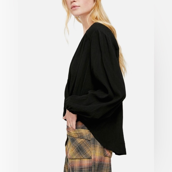 Free People Check On It Wrap Top Black XS - Picture 7 of 14